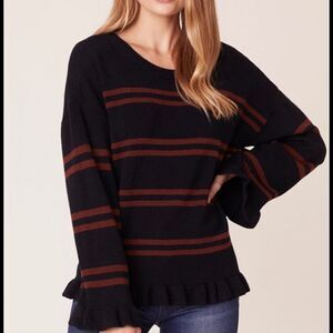 BB DAKOTA STRIPE OUT RUFFLED SWEATER Cashmere like NWT